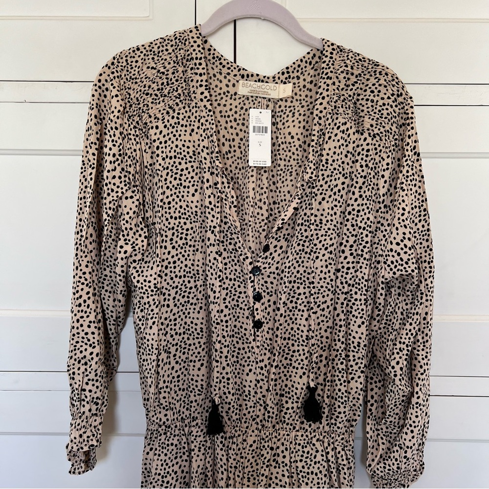 ANTHROPOLOGIE Black Tan Romper by Beachgold Size Small NWT - Picture 5 of 13